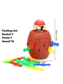 儿童桌面互动游戏 - 木桶恶作剧带剑。减压玩具。由海盗木桶随机触发。可用作派对玩具、礼物或娱乐互动玩具。 - 彩色 - 查看 10
