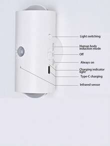 1 pieza Luz nocturna LED de 7 colores degradados, lámpara de pared de ojos de gato de doble cabezal, luz de pared LED con sensor inteligente, luz nocturna LED recargable con sensor de movimiento, focos de doble cabezal autoadhesivos, carcasa blanca, 16 colores regulables con control remoto - Aplique de pared de doble cabezal con forma de ojo de gato - ultra - Ver 11