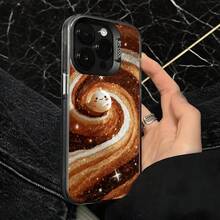 Funda de Teléfono Marrón con Diseño de Luna y Remolinos Galácticos para Modelos de  y  Adecuada para Todas las Estaciones Opción de Regalo Ideal - Plateado - Ver 4