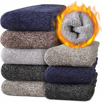 Calcetines de lana gruesa para hombres Heatuff, calcetines térmicos cálidos de invierno, 5 pares en multicolores