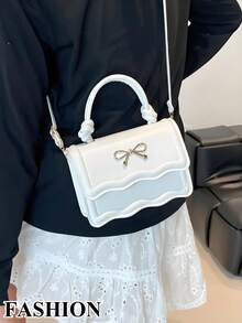 [US-Based Shipping]Fashion Solid Color Handbag, Casual Crease Flap Small Square Bag With Bowknot Metal Hardware Lock Closure, Tote Shoulder Crossbody Bag For Women,Purses And Bags Women,White Bag,Tote Bag,Bags For Women,Carteras Para Mujer,Pink Purse,Bolsos Para Mujer,Crossbody Bags For Women,Tote Bags For Women,Cartera Para Mujer Elegant,Pumpkin,Autumn,Halloween,Fall,Christmas,Thanksgiving,Festival,Cyber Monday,Holiday,Gift,New Year,Snow,Winter,Warm,End-Of-Year,Party - 彩色 - 查看 5