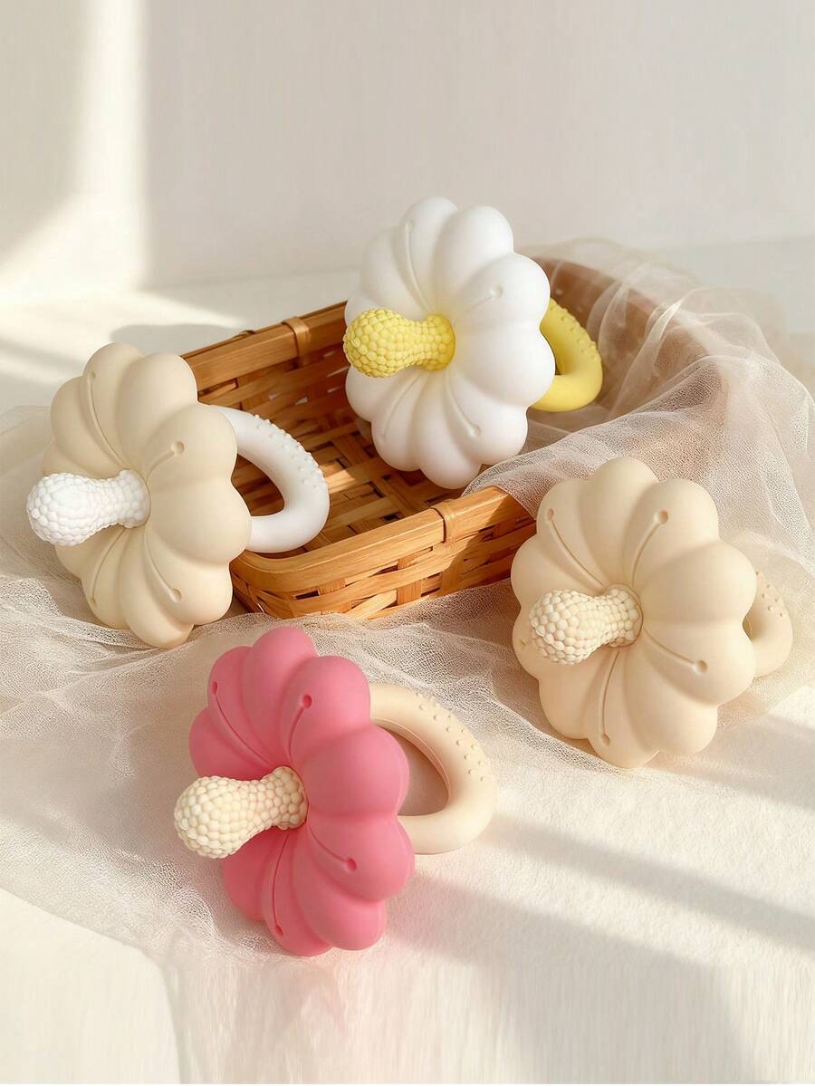 Silicone Flower Shaped Baby Pacifier Teether, Infant Teething Toy, Teether Gift For Baby Girls