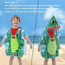 1pc Kid's Hooded Beach Poncho Towel, Quick Dry Absorbent Cloak Robe, Convenient Changing, Unisex Cute Floral Design, Available In 2 Sizes - Multicolor - View 8