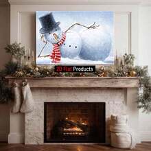 [2D Flat]1 Piece Of Canvas Painting Art Print With Wooden Frame,Snowman In Winter Scene,High Quality Wall Art Printed Poster Can Be Hung Directly,Pine Frame,Winter Season Decoration Painting,Festive Gift Painting,Christmas,Thanksgiving,Valentine's Day,Anniversary Decoration Painting - 多色 - 查看 8