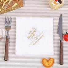 20/40/60张装，“我们订婚了”餐巾纸 - 优雅金色书法设计，优质一次性纸巾，适用于婚礼订婚派对、正式活动和特殊场合，婚礼餐巾纸，纹理表面，活动装饰，时尚派对 - 彩色 - 查看 5