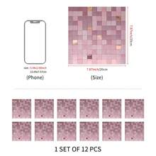 12pcs Bohemian Floral Ceramic Tile Stickers, Self-Adhesive PVC Stickers For Kitchen Backsplash, Bathroom And Stair Walls - Easy To Apply And Remove, 10/15/20cm*12pcs - Multicolor - View 20