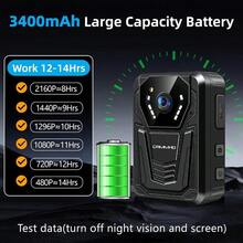 4K Body Camera Wearable 128GB Pocket Video Camera With 12H Battery IP68 Night Vision Body Cam For  Patrol Personal Security Travel Sports - Black - View 4