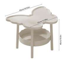2 Tier Modern Multifunctional Butterflies Shaped Side Table Coffee Table With Layered Storage Shelf Bedside Table Study Desk For Living Room Bedroom Office - 白色 - 查看 6