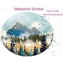Round  Pad, Abstract Mountain Design  Pad, Custom Cute  Pads For Desk, Washable Cloth Gaming Pad, Non-Slip Rubber Computer Small  Pads For Wireless ,07AbstractMountain - 07AbstractMountain - View 4