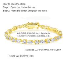 MDFUN 1 chiếc vòng tay tennis hình mắt đính kim cương và đá Cubic Zirconia mạ vàng thanh lịch, phù hợp cho nữ - Vàng - Xem 6