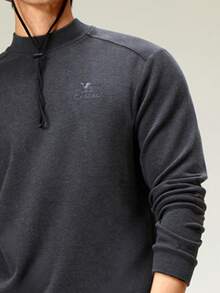 CAMEL CROWN 男士长袖T恤，秋冬季保暖高领上衣，羊毛混纺打底长袖衬衫 - 墨灰 - 查看 3