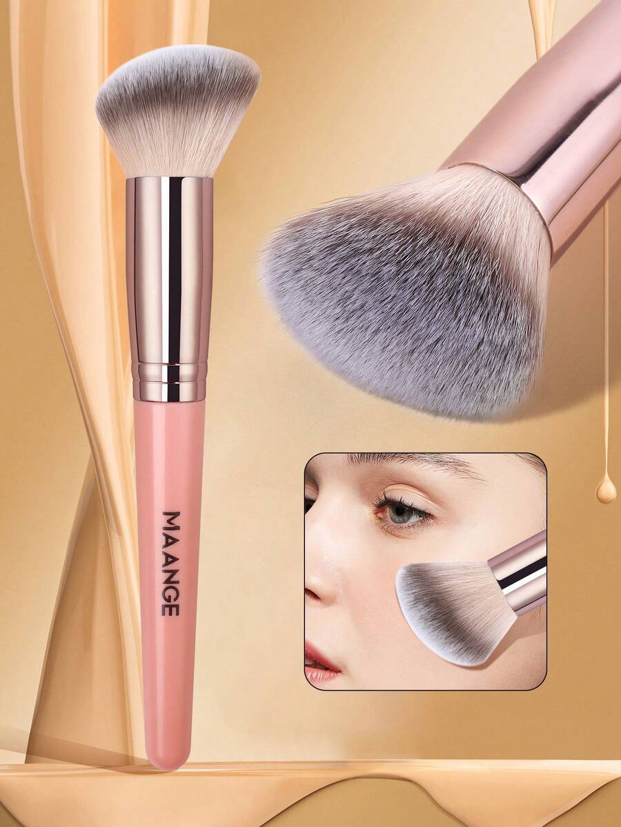 MAANGE 1 pieza Pincel de maquillaje de viaje ultra suave, aplicación eficaz, pincel cosmético profesional, pincel de base, pincel facial, pincel de polvos, pincel de rubor, pincel corrector, pincel de detalle para maquillaje diario en el rostro, accesorio de belleza para mezclar, regalo para mujeres y niñas - Multicolor - Ver 1