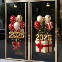 1pc 2026 New Year Reusable Vinyl Gold Balloon Static Cling Window Decal, Living Room Bedroom Home Decor, New Year Party Gift - Multicolor - View 5