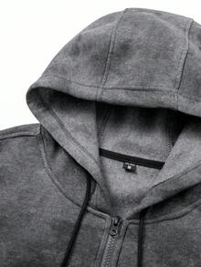 Men's Casual Hooded Sweatshirt With Drawstring, Loose Fit, Full Zip Design, Kangaroo Pocket, Grey Tie Dye Pattern, Regular Length, Suitable For Everyday Casual Wear, Spring/Autumn