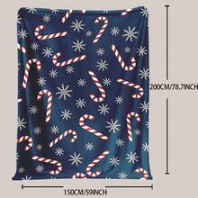 1pc Festive Christmas Throw Blanket With Candy Cane & Snowflakes Design - Soft Polyester, Warm & Cozy, Machine Washable, Perfect For Napping, Camping, Travel, Office & Home Decor, Christmas - Black - View 6