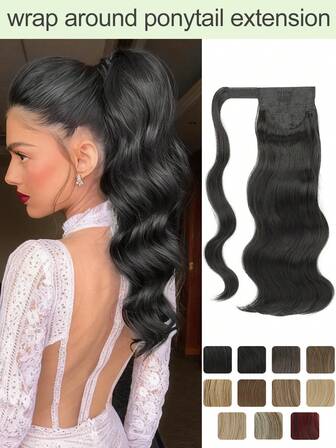 Ponytail Extensions Wrap Around The Ponytail 18inch Long Wave Ponytail Extension Soft And Silky Made Of High Quality Synthetic Fiber For Women Daily Wear