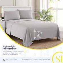 Sweet Home Collection Juego de Ropa de Cama de Microfibra cepillada de Calidad egipcia Suave de 1800 Hilos, 2 Fundas de Almohada, Extra King,(EXTRA DEEP pocket - Cal King Plata) - Multicolor - Ver 3