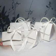 10pcs Black & White Elegant Embossed Gift Boxes, With Satin Ribbons & Pearl Handles, Multi-Size Suitable For Various Occasions Like Weddings - Multicolor - View 7