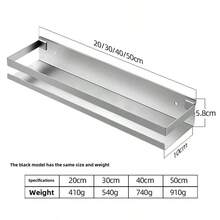 304 Stainless Steel Storage Rack, Spice Rack, Wall-Mounted Organizer Rack, Kitchen Supplies, No Drilling, No Nailing Wall-Mounted - Multicolor - View 6