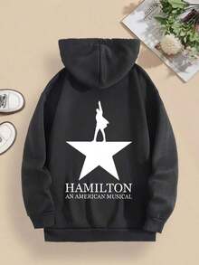 HoodieWomen's Hamilton Musical Hoodie - Alexander Hamilton & Eliza Schuyler Graphic, Official Merchandise, Casual Pullover Sweatshirt With Pocket, Machine Washable Winter Warmth, Hamilton Musical Gifts For Fans, Black With White Lettering And Iconic Hamilton Logo, Cozy Fall/Winter Wear, Inspired By The Musical, Relaxed Fit For Everyday Comfort, Fan Apparel, Theater Merchandise, Graphic Print, Vintageinspired Design, Comfortable, Soft Fabric, Themed Clothing, Music Lovers Festive Casual Daily Wear Crewneck Sweatshirt Festive Casual Daily Wear Crewneck Hoodies For WomenLoose And Comfortablewinter Clothes For Women Hoodies For Women - 黑色 - 查看 12