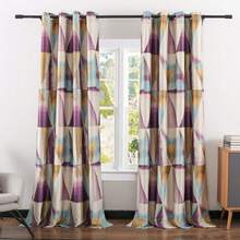 Leeva Blackout Print Curtains For Living Room, Geometric Purple And Blue Privacy Light BlocFKing Room Darkening  Window Drapes For Bedroom, 2 Panels, 52x63,52inchWx63inchL(Packof2),Purple - 紫色 - 查看 3