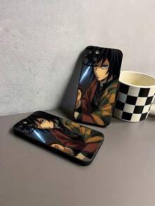 Funda para teléfono Guerrero con Katana. Compatible con teléfonos ,  17,  16 Pro Max,  15 Pro Max,  13 y  12. Fabricada en TPU para una protección eficaz contra golpes y caídas. Un regalo ideal para familiares, amigos, parejas, amantes del anime y aficionados a la acción. - Negro - Ver 7