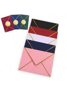 10pcs Elegant Gold Foil Self-Seal Envelopes, Gold Lettering, No Glue Needed, Suitable For Weddings, Birthdays, Christmas, Halloween, Valentine's Day And Other Occasions - Multicolor - View 5
