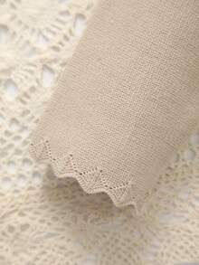 Chal de punto blanco puro elegante para niñas, el delicado ribete de encaje agrega suavidad y abre nuevas posibilidades de estilo para la primavera - Caqui - Ver 5