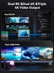 Thunderbolt 5 USB5 双协议线缆，Thunderbolt 5 USB5.0 80Gbps 240W 线缆，16K 视频线缆，PD3.1 快充，适用于 M1 M Book Pro E-GPU，USB C 公对公接口 - 灰色 - 查看 5