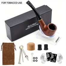 一套吸烟配件工具，包括：SD-106吸烟装置 x1，黑色烟嘴 x2，三合一吸烟工具 x1，小型过滤网 x2，除灰塞 x1，布袋 x1，吸烟架 x1，礼盒 x1，清洁针 x1，橡胶圈 x4，适合作为生日或节日礼物送给朋友/长辈。 - 彩色 - 查看 10