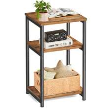 Sofa Side Table, 3-Tier End Table, Bedside Table With Steel Frame, For Living Room, Bedroom, Home Office, Industrial Style, Rustic Brown And Classic Black - Chocolate Brown - View 10