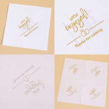 20/40/60张装，“我们订婚了”餐巾纸 - 优雅金色书法设计，优质一次性纸巾，适用于婚礼订婚派对、正式活动和特殊场合，婚礼餐巾纸，纹理表面，活动装饰，时尚派对 - 彩色 - 查看 6