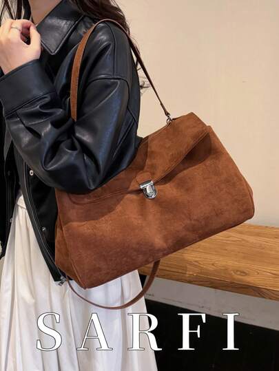 Autumn/Winter Minimalist And Elegant Shoulder Bag; Modern Minimalist Style With Metal Buckle Decoration, Fashionable And High-End, Adjustable Shoulder Strap Crossbody Commuter Bag, Suitable For College Students' Daily Travel
