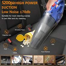 Aspirador de Mano Sin Cable Potente 120w Aspirador Coche con luz LED Aspiradora de Computadora Inalámbrico para Coches Hogar Sofas Pelos Mascotas - como en la foto - Ver 3