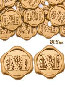 30/50 miếng dán niêm phong thư bằng sáp, nhãn dán sáp tự dính mạ vàng, nhãn dán niêm phong phong bì, nhãn dán mạ vàng, thích hợp cho thiệp Lễ Tạ ơn/gói quà/thiệp mời đám cưới, tiệc đính hôn, tiệc sinh nhật, Giáng sinh và các dịp khác. - Đồng - Xem 14