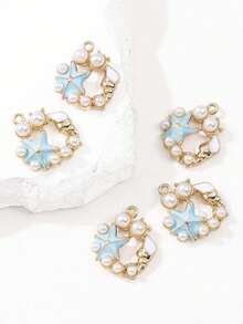 5/10件套 法国油画蓝色海洋系列 椭圆形心形珐琅锌合金吊坠 DIY钥匙扣项链手链手工饰品 - 彩色 - 查看 11