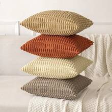 MIULEE Pack Of 2 Rust Corduroy Decorative Pillow Covers 12x12 Inch Soft Boho Striped Throw Pillow Covers Modern Farmhouse Home Decor For Summer Sofa Living Room Couch Bed,2212inchx12inchPackof2 - 2212吋x12吋2包 - 查看 6