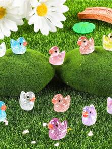 50pcs- Mini Glitter Ducks Colorful Resin Ducks,Miniature Glitter Duck Figures For DIY Crafts, Can Be Hidden Plastic Animal Figures, To Hide Plastic Animal Figures Or Dollhouse Micro Dollhouse Landscape Aquarium Decorations,Fairy Garden, Doll House - Multicolor - View 5