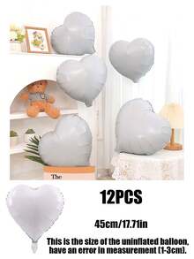 12pcs 18 Inch Red, White, Black, Cream, Gold, Rose Gold, Pink, Silver, Blue Heart-Shaped Aluminum Foil Balloons, Suitable For Birthday Party, Wedding Engagement, Confession, Love Party, Valentine's Day, Anniversary, Event Party Decoration - Multicolor - View 13