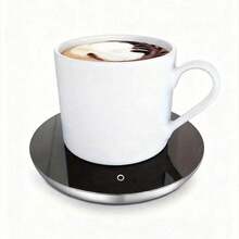 1 pezzo Scaldatazza elettrico alimentato USB da 4 pollici - Mantiene le bevande calde a 55°C, perfetto per caffè, tè, acqua e cioccolata - Design elegante argentato