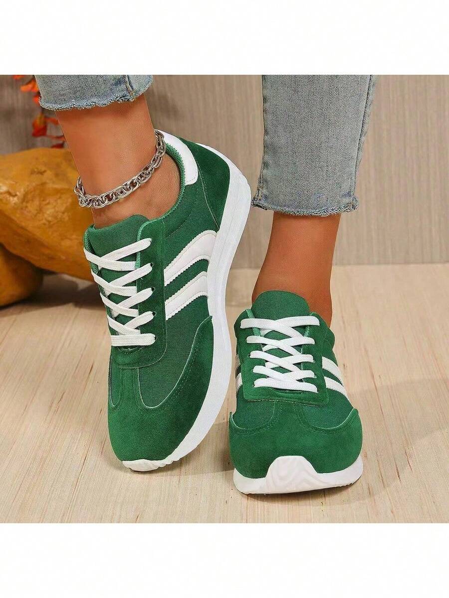Women's Multi-Function Lightweight Casual Sports Shoes, Non-Slip Soles, College Style, Thin & Comfortable, Suitable For Outdoor Leisure, Running, Walking - Green - View 1