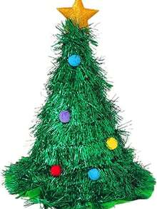 圣诞树帽 圣诞帽 圣诞老人帽 闪亮亮片帽 节日派对发饰 - 彩色 - 查看 10