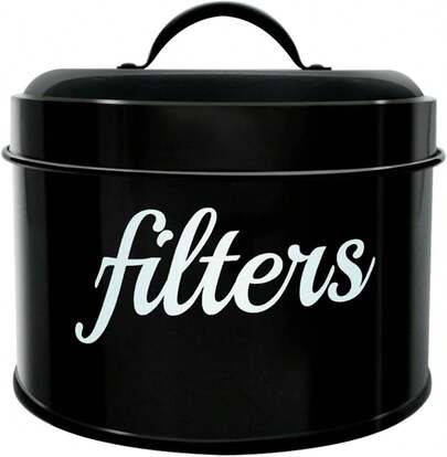 White Enamel Coffee Filter Holder With Lid - Rustic Farmhouse Distressed Coffee Bar Decor