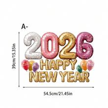 1/2pcs Colorful 2026 Happy New Year Balloon Glass Door And Window Sticker, Reusable PVC Static Adhesive Glass Sticker, Suitable For Glass Doors And Windows, Living Rooms, Bedrooms, Shopping Malls, Restaurants, And New Year Home Decorations. - متعدد الألوان - مشاهدة 7