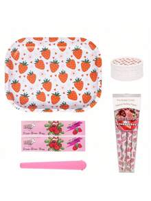 Rolled Paper Combo Set, Equipped With Metal Rolling Tray, 110mm King Size Flavored Rolling Papers, Plastic Grinder And Storage Tube - Portable - Variety Of Designs (Bear/Bat/Heart/Strawberry), Ideal For Valentine's Day, Holidays, Birthdays, Smoking Accessories And Large Rolling Paper Set - Multicolor - View 16