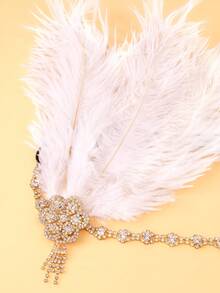 1pc Exaggerated Feather Vintage Crystal Tassel Headband, Suitable For 1920s Renaissance Masquerade Ball Accessories, Women Showgirl Hair Decor