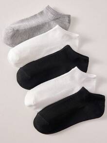 5/15/30 Pairs Women's Minimalist Black, White, Gray Ankle Socks, Spring/Summer - Multicolor - View 7