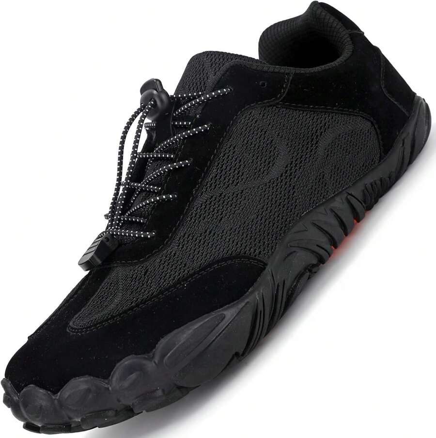 Zapatos Descalzos de Ancho para Hombre Zapatillas de Trail Running Outdoor Zapatillas Trekking Tenis Calzado Deporte Ligero Casuales Sneakers - Negro - Ver 1