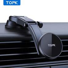 TOPK Magnetic Car Phone Mount, Strong Magnet Dashboard Suction Cup Car Phone Holder With Adjustable Telescopic Arm For All Cell Phones - A - View 12