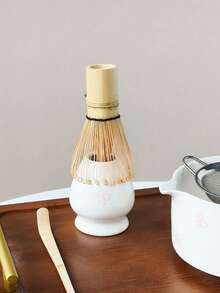 1/2/3/4/5件套浮雕蝴蝶陶瓷抹茶碗套装，包含抹茶碗、茶架、茶筅、茶勺、茶筛、家用打蛋器、搅拌工具、可重复使用的抹茶冲泡配件 - 彩色 - 查看 6